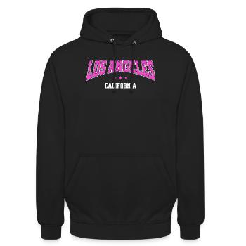 Los Angeles Neon City - Unisex Hoodie - Schwarz - Vorne - Alina (178cm) & Michal (187cm)