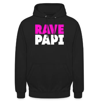 Techno House Electro Festival Hardstyle Rave Dad - Unisex Hoodie - Schwarz - Vorne - Alina (178cm) & Michal (187cm)