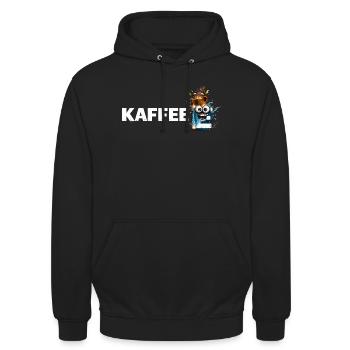 Kaffee Mascot Splash - Unisex Hoodie - Schwarz - Vorne - Alina (178cm) & Michal (187cm)