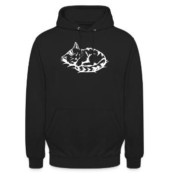 Chat Blanc Endormi - Sweat-shirt à capuche unisexe - noir - Devant - Alina (178cm) & Michal (187cm)