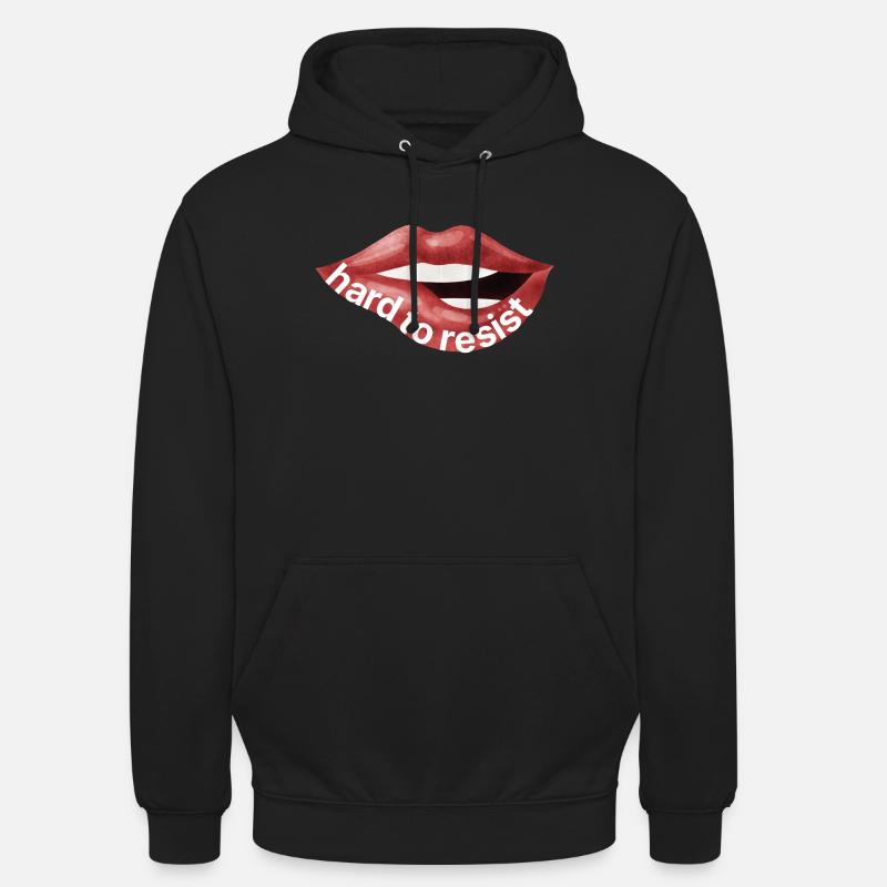 Difficile resistere – Illustrazione di Red Lips - Felpa con cappuccio unisex - nero