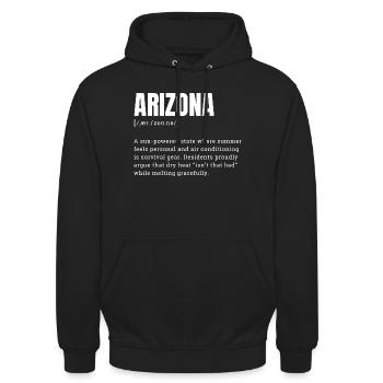 Arizona Sonnenkraft Grafik - Unisex Hoodie - Schwarz - Vorne - Alina (178cm) & Michal (187cm)