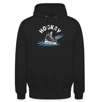Hockey Skate– Eishockey Fan - Unisex Hoodie - Schwarz - Vorne - Alina (178cm) & Michal (187cm)
