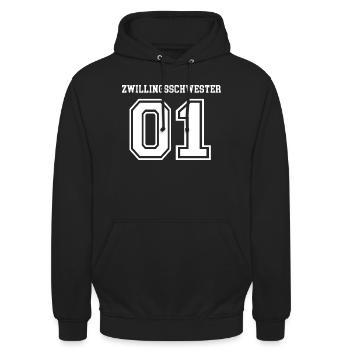 Zwillingsschwester Zwilling Schwestern Mädchen 01 - Unisex Hoodie - Schwarz - Vorne - Alina (178cm) & Michal (187cm)
