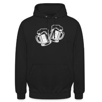 Bierglas Bier Anstossen - Unisex Hoodie - Schwarz - Vorne - Alina (178cm) & Michal (187cm)