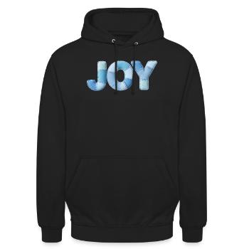 Blue Patchwork Joy Lettering - Unisex Hoodie - black - Front - Alina (178cm) & Michal (187cm)