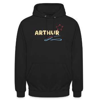 Arthur - Unisex Hoodie - Schwarz - Vorne - Alina (178cm) & Michal (187cm)