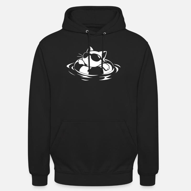 Un chat cool dans l’eau - Sweat-shirt à capuche unisexe - noir