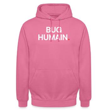 Moderne Humor-Müdigkeit durch menschliches Insekt - Unisex Hoodie - Pink - Vorne - Alina (178cm) & Michal (187cm)