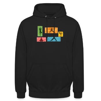 Grunge Yoga Silhouettes Color Block - Unisex Hoodie - black - Front - Alina (178cm) & Michal (187cm)