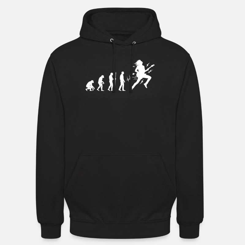 Evolution zum Rockmusiker Gitarren Design - Unisex Hoodie - Schwarz