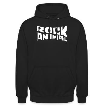 Rock Animal: Kräftige monochrome Grafik - Unisex Hoodie - Schwarz - Vorne - Alina (178cm) & Michal (187cm)
