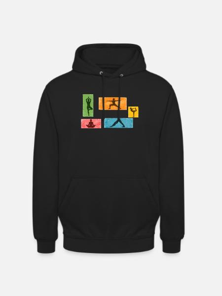 Bunte Yoga Silhouetten - Unisex Hoodie - Schwarz