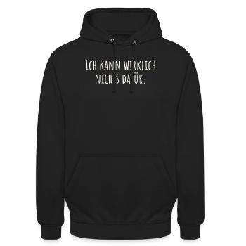 Ich kann wirklich nichts dafür - Unisex Hoodie - Schwarz - Vorne - Alina (178cm) & Michal (187cm)