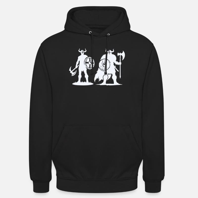 Wikinger-Duo: Schild & Beil im Schatten - Unisex Hoodie - Schwarz