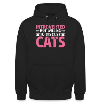 Discussion introvertie avec un chat - Sweat-shirt à capuche unisexe - noir - Devant - Alina (178cm) & Michal (187cm)