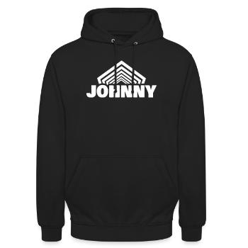 Geschenk für Johnny - Unisex Hoodie - Schwarz - Vorne - Alina (178cm) & Michal (187cm)