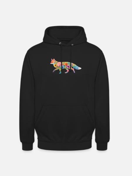 Fuchs Aquarell Silhouette Blumen - Unisex Hoodie - Schwarz