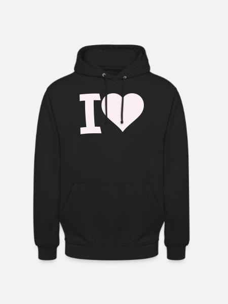 I Love Heart Motif - Unisex Hoodie - black
