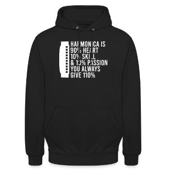 Harmonica Musican Heart Skill Passion Harmonica - Unisex Hoodie - Schwarz - Vorne - Alina (178cm) & Michal (187cm)