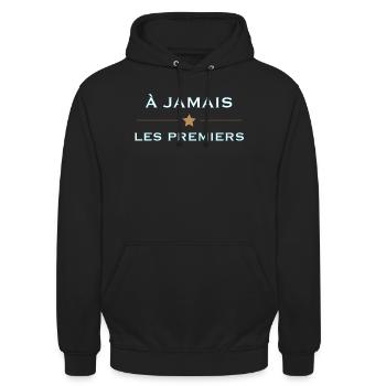 À jamais les premiers – Marseille - Sweat-shirt à capuche unisexe - noir - Devant - Alina (178cm) & Michal (187cm)