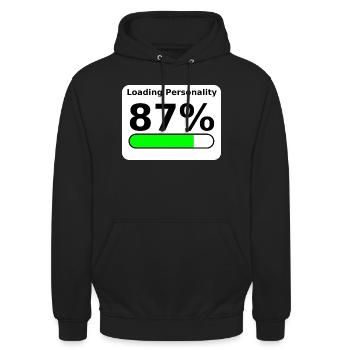Loading Personality 87% – Nerdy Statement Tee - Unisex Hoodie - Schwarz - Vorne - Alina (178cm) & Michal (187cm)