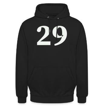 29 - Unisex Hoodie - Schwarz - Vorne - Alina (178cm) & Michal (187cm)
