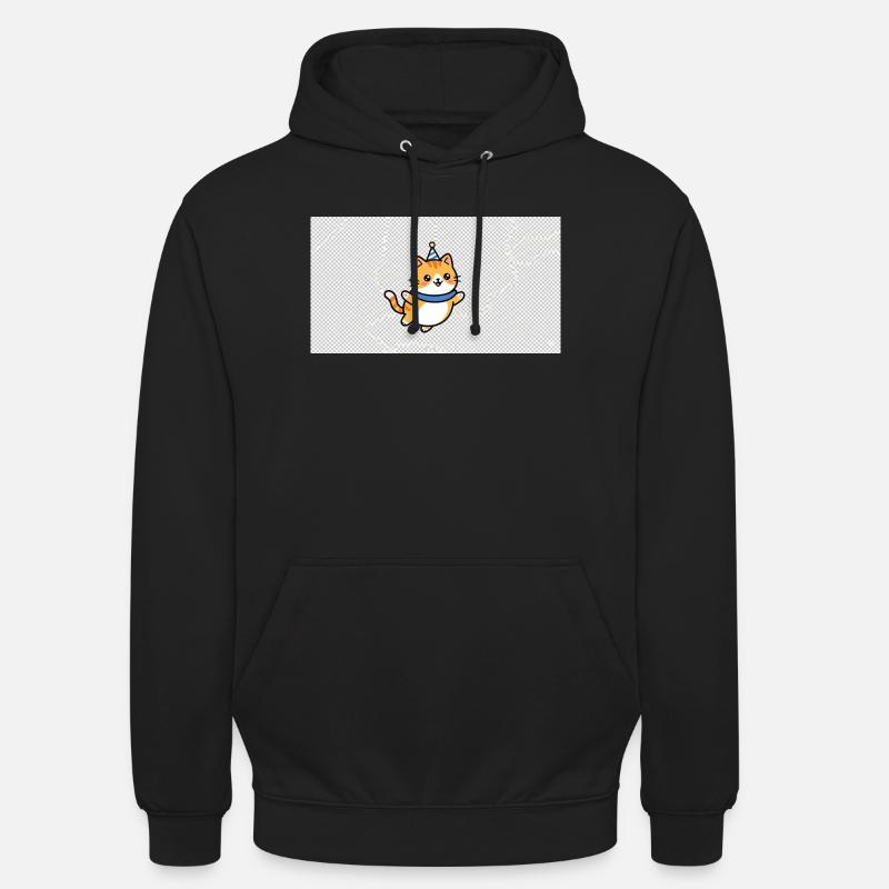 Festive kitten with blue hat - Unisex Hoodie - black