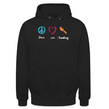 Paix Amour Plomberie - Sweat-shirt à capuche unisexe - noir - Devant - Alina (178cm) & Michal (187cm)