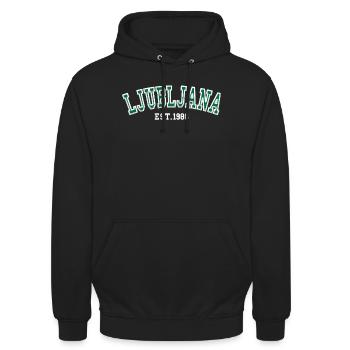 Ljubljana fondée en 1986 - Sweat-shirt à capuche unisexe - noir - Devant - Alina (178cm) & Michal (187cm)