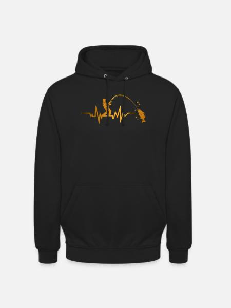 Angler Heartbeat ECG Fishing Pulse - Unisex Hoodie - black