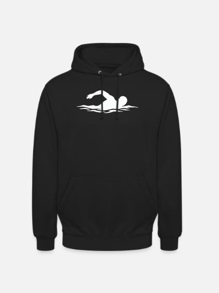 Schwimmer-Silhouette im Wasser - Unisex Hoodie - Schwarz