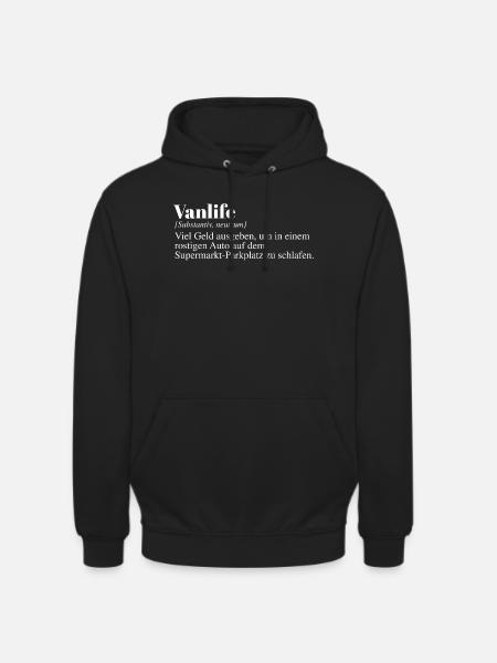 Vanlife Duden Spruch - Unisex Hoodie - Schwarz