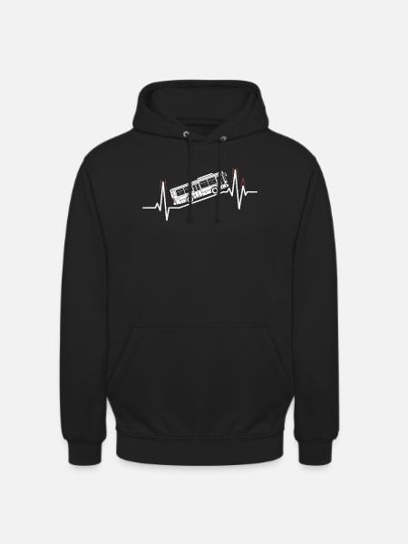Busfahrer Herzschlag Linienbus Beruf Fahrer - Unisex Hoodie - Schwarz