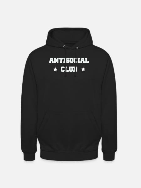 Antisocial Club – Einzelgänger Sarkasmus Spruch - Unisex Hoodie - Schwarz
