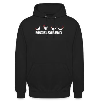 Lustige Hühner Illustration Mädelsabend - Unisex Hoodie - Schwarz - Vorne - Alina (178cm) & Michal (187cm)