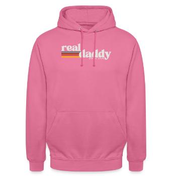 Vrai papa, paternité style rétro - Sweat-shirt à capuche unisexe - rose - Devant - Alina (178cm) & Michal (187cm)