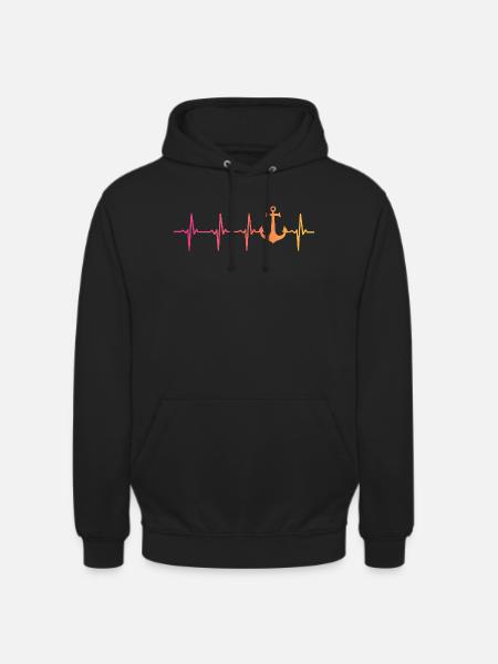 Anchor heartbeat marine captain boat - Unisex Hoodie - black