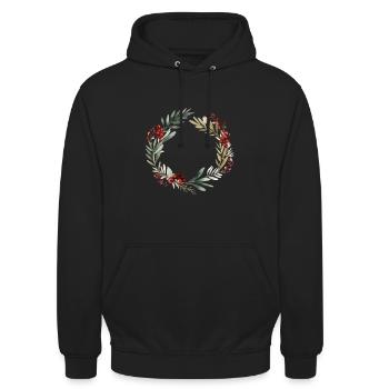 Weihnachtskranz Aquarell - Unisex Hoodie - Schwarz - Vorne - Alina (178cm) & Michal (187cm)