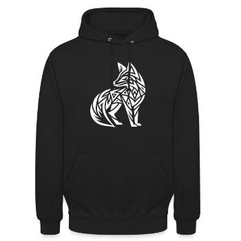 Niedlicher Fuchs im Tribal Tattoo Style - Unisex Hoodie - Schwarz - Vorne - Alina (178cm) & Michal (187cm)