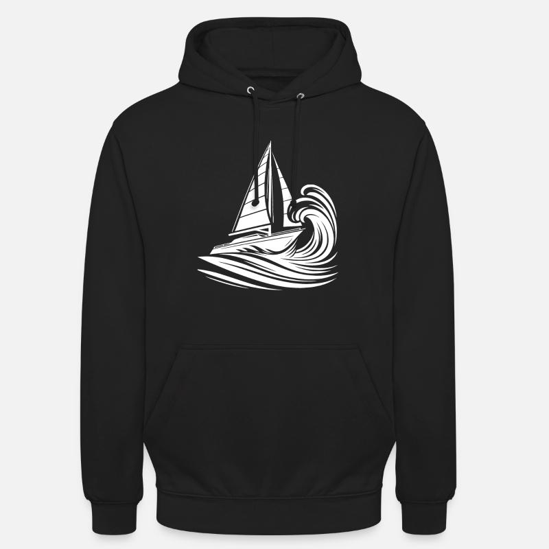 Voilier rapide dans les vagues - Sweat-shirt à capuche unisexe - noir