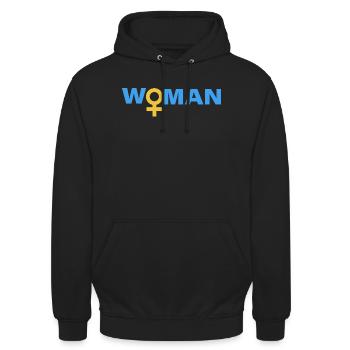 WOMAN - Unisex Hoodie - Schwarz - Vorne - Alina (178cm) & Michal (187cm)