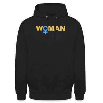 WOMAN - Unisex Hoodie - Schwarz - Vorne - Alina (178cm) & Michal (187cm)
