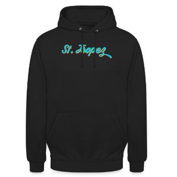 St. Tropez Neon Calligraphy - Unisex Hoodie - black - Front - Alina (178cm) & Michal (187cm)