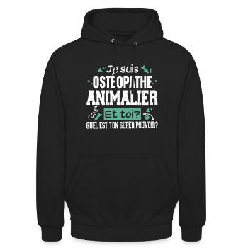 Ostéopathe Animalier Métier Humour Cadeau - Sweat-shirt à capuche unisexe - noir - Devant - Alina (178cm) & Michal (187cm)