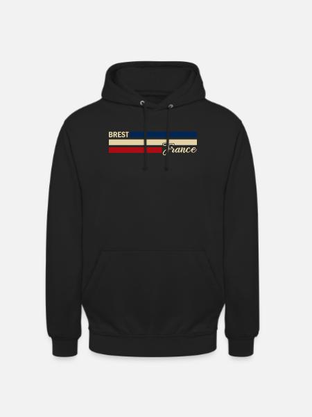 France - Brest - France - Drapeau - Rayures - Sweat-shirt à capuche unisexe - noir
