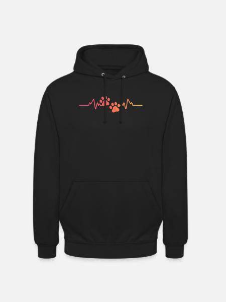 Sunset Dog Paw Heartbeat Dog - Unisex Hoodie - black