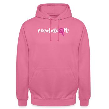 Revoluti♀n – Frauenpower - Unisex Hoodie - Pink - Vorne - Alina (178cm) & Michal (187cm)