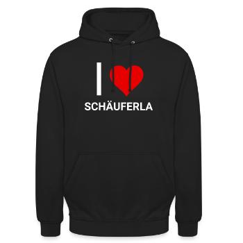 I love Schäuferla - Unisex Hoodie - Schwarz - Vorne - Alina (178cm) & Michal (187cm)