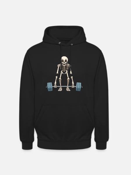 Funny skeleton weightlifting - Unisex Hoodie - black